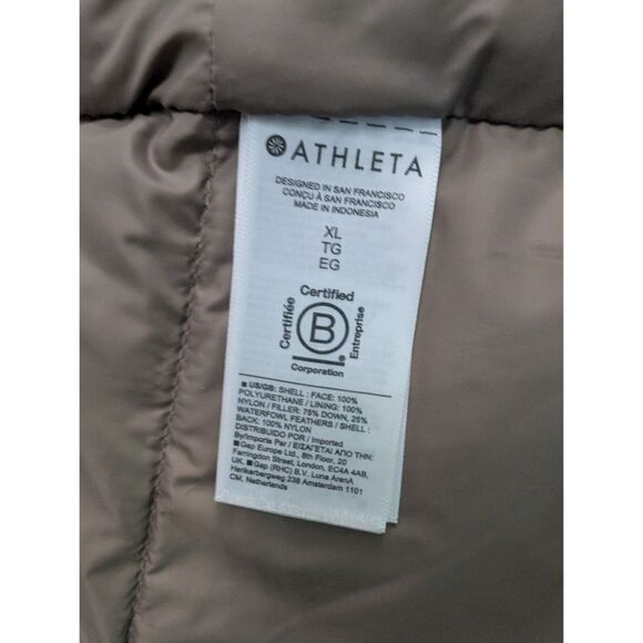 Athleta Puffer Vest Women XL Champagne Downtown Down Water Resistant - Picture 11 of 12